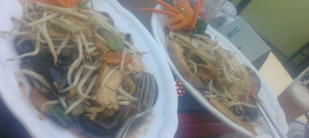 Gemüse, Bambussprossen, Tofu und Reis (in Chen’s Chinarestaurant, Hamm)